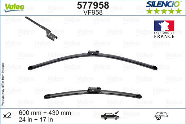 2 Balais d'essuie-glace VALEO Silencio VF958